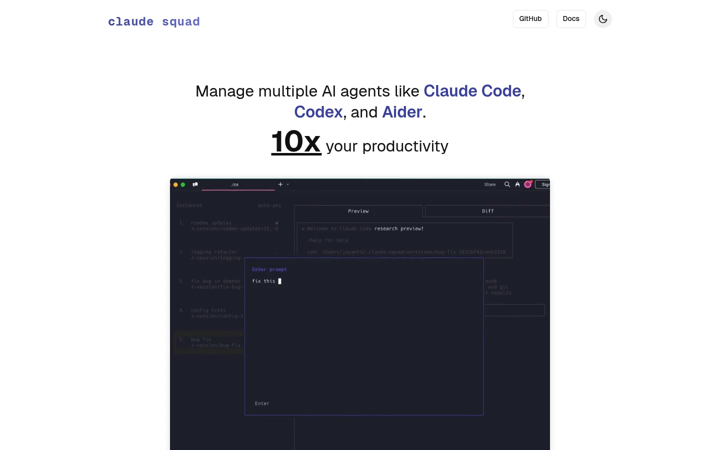 Claude Squad screenshot