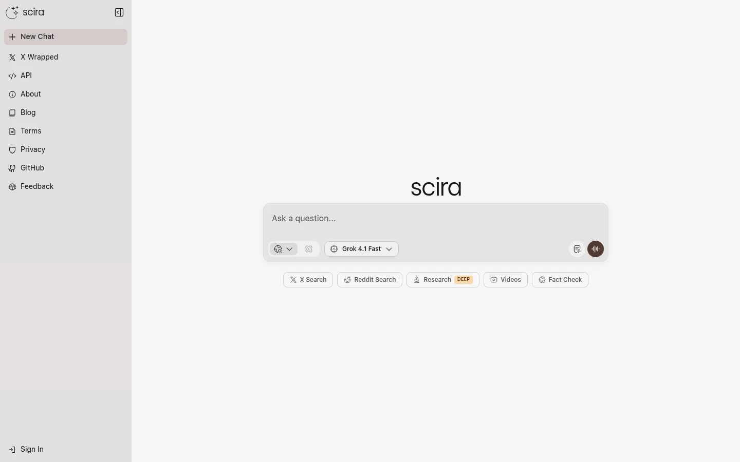 Scira screenshot