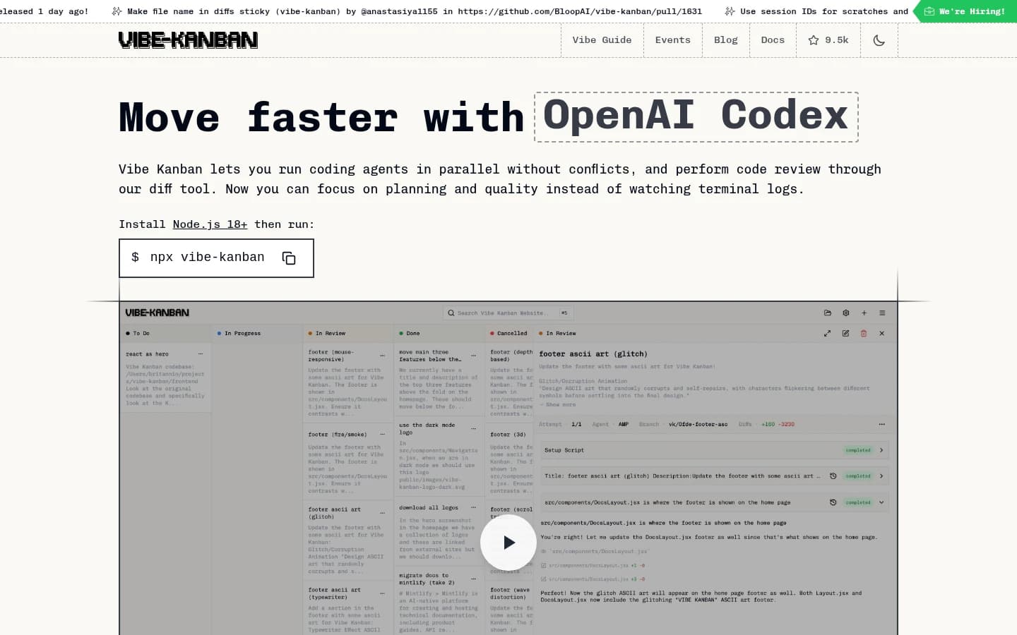 Vibe Kanban screenshot